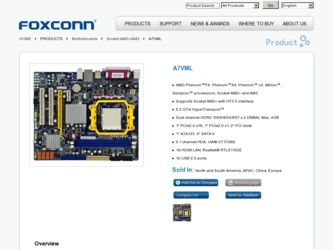 A7VML driver download page on the Foxconn site