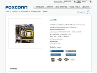 A85GM driver download page on the Foxconn site