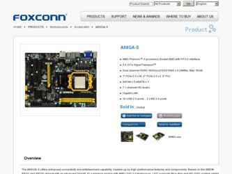 A88GA-S driver download page on the Foxconn site