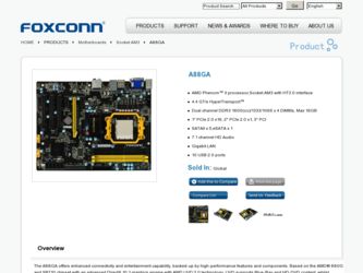 A88GA driver download page on the Foxconn site