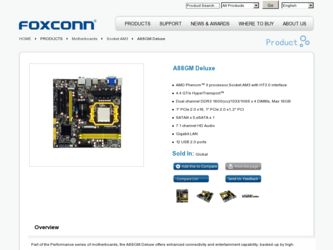 A88GM Deluxe driver download page on the Foxconn site