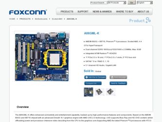 A88GML-K driver download page on the Foxconn site