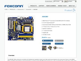 A88GMV driver download page on the Foxconn site