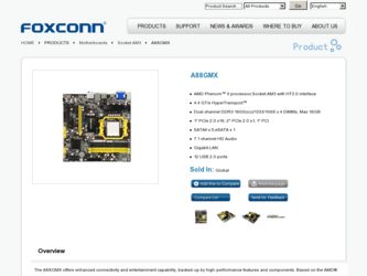 A88GMX driver download page on the Foxconn site