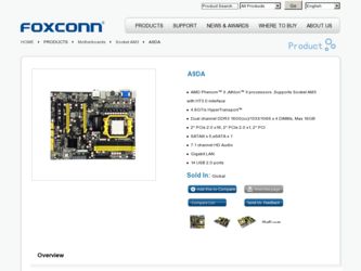 A9DA driver download page on the Foxconn site