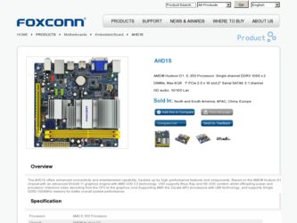 AHD1S driver download page on the Foxconn site