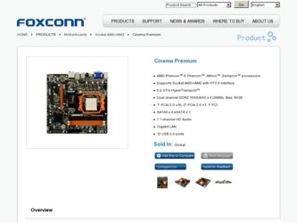 Cinema Premium driver download page on the Foxconn site