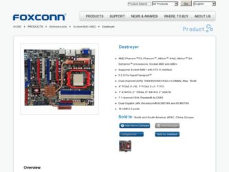 Destroyer driver download page on the Foxconn site