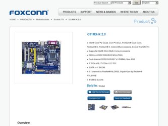 G31MX-K 2.0 driver download page on the Foxconn site