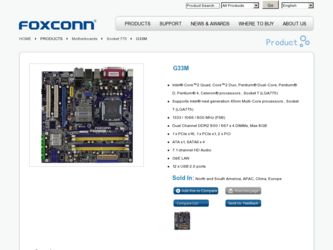 G33M driver download page on the Foxconn site
