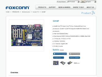 G41AP driver download page on the Foxconn site