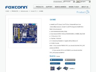 G41MD driver download page on the Foxconn site
