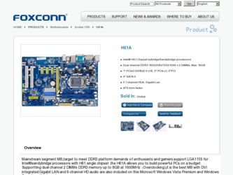 H61A driver download page on the Foxconn site