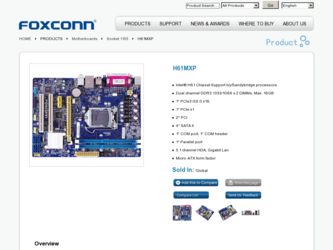 H61MXP driver download page on the Foxconn site
