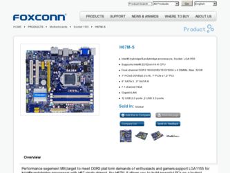 H67M-S driver download page on the Foxconn site
