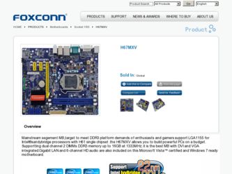 H67MXV driver download page on the Foxconn site