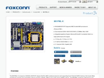 M61PML-K driver download page on the Foxconn site