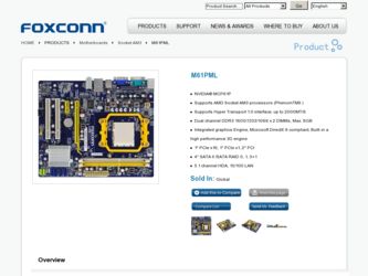 M61PML driver download page on the Foxconn site