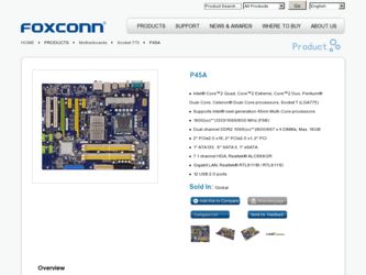 P45A driver download page on the Foxconn site