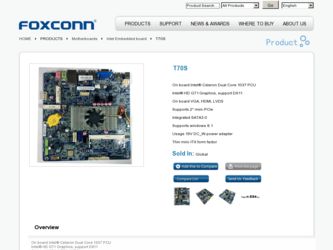 T70S driver download page on the Foxconn site
