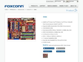 X38A driver download page on the Foxconn site