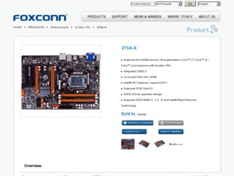 Z75A-S driver download page on the Foxconn site