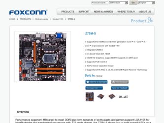 Z75M-S driver download page on the Foxconn site