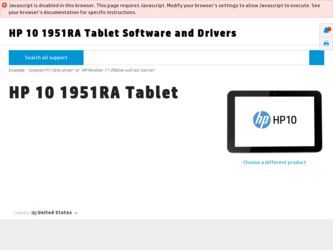10 1951RA driver download page on the HP site