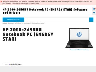 2000-2d56NR driver download page on the HP site