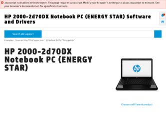 2000-2d70DX driver download page on the HP site