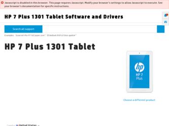 7 Plus 1301 driver download page on the HP site