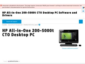 All-in-One 200-5000t driver download page on the HP site