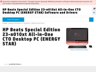 Beats Special Edition 23-n010xt driver download page on the HP site