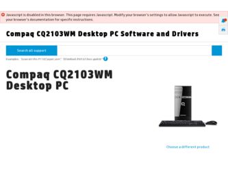 CQ2103WM driver download page on the HP site