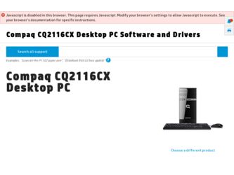 CQ2116CX driver download page on the HP site