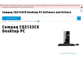 CQ2123CX driver download page on the HP site