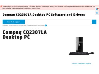 CQ2307LA driver download page on the HP site