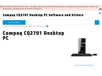 CQ2701 driver download page on the HP site