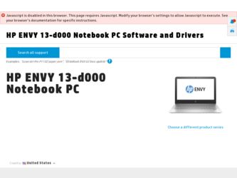 ENVY 13-d000 driver download page on the HP site
