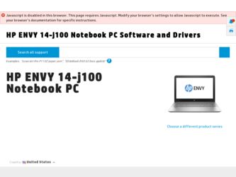 ENVY 14-j100 driver download page on the HP site
