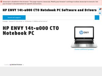 ENVY 14t-u000 driver download page on the HP site