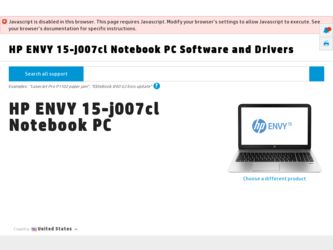 ENVY 15-j007cl driver download page on the HP site