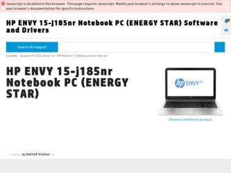 ENVY 15-j185nr driver download page on the HP site