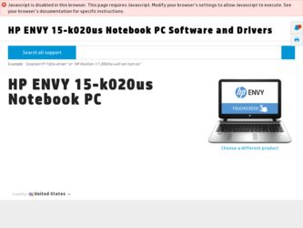 ENVY 15-k020us driver download page on the HP site