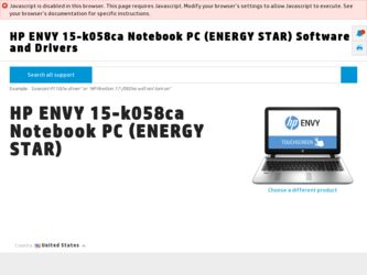 ENVY 15-k058ca driver download page on the HP site
