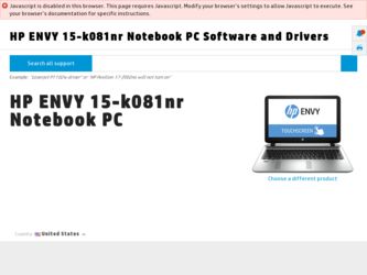 ENVY 15-k081nr driver download page on the HP site