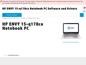 ENVY 15-q178ca driver download page on the HP site