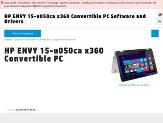 ENVY 15-u050ca driver download page on the HP site