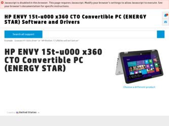ENVY 15t-u000 driver download page on the HP site