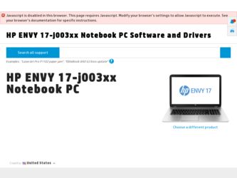 ENVY 17-j003xx driver download page on the HP site